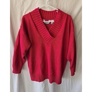 Vintage Partners Mervyns‎ V-neck Bright Pink Knit Sweater 90's Y2K Boho  Size L